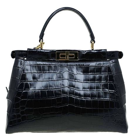 fendi peekaboo extra light black|fendi peekaboo crocodile.